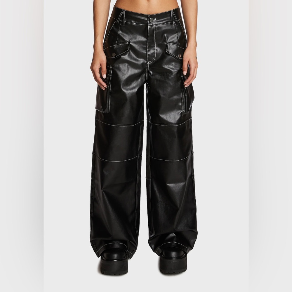 Edikted Faye Faux Leather Cargo Pants‎